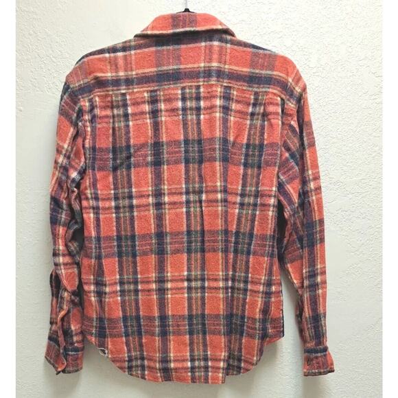 Mac Campbell Flannel Shirt Mens M Red Plaid Wool Blend Vintage XL 80s Hong Kong - Picture 10 of 11
